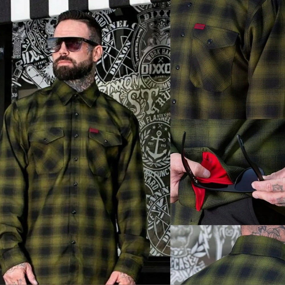 DIXXON Lone Wolf Flannel in Olive and Black